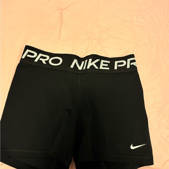 Nike Pants - Nike Black Pro Elastic-Waist Bike Shorts with White Swoosh
